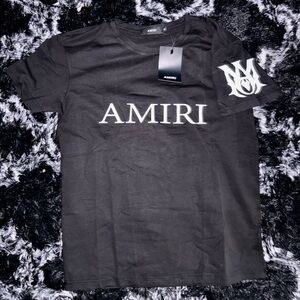 AMIRI Black Short-Sleeve Tee with White Logo